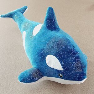 Large Blue Whale Orca Plush 22" Stuffed Animal Body Pillow Shimmer Sparkles